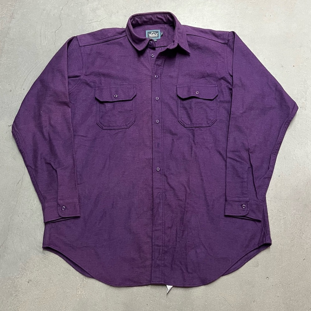 VINTAGE WOOLRICH CHAMOIS MADE IN USA Purple Flannel Shirt Men's Size XXL EUC.